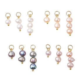 3шт. подвески из натурального культивированного пресноводного жемчуга в форме картофеля, подвески из бисера, золотые