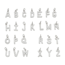 Shegrace Messing-Anhänger mit Mikropavé-Fassung aus klaren Zirkonia, Nickel frei, Buchstaben-A~Z-Anhänger