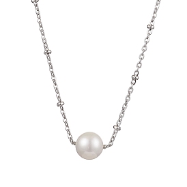 Круглые ожерелья с подвесками из натурального культивированного пресноводного жемчуга, 304 женские ожерелья-сателлиты из нержавеющей стали