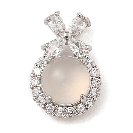 Подвески из натурального белого халцедона, латунные подвески-бантики из прозрачного кубического циркония