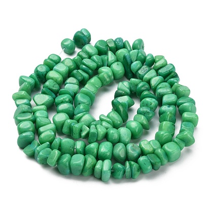 White Jade Beads Strands, Dyed & Heated, Nuggets, 8~18mm