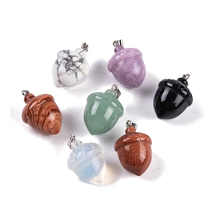 Драгоценный камень подвески, Подвески-желуди с 201 защелками из нержавеющей стали, цвет нержавеющей стали