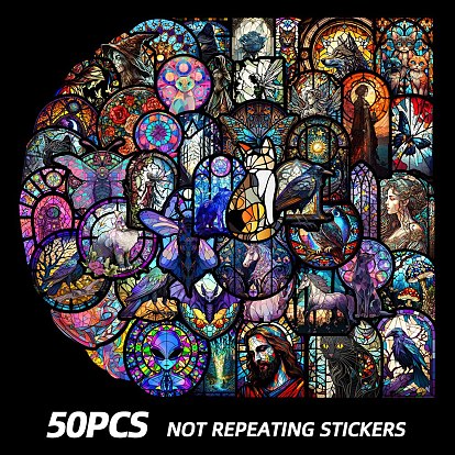 50Pcs PVC Adhesive Waterproof Stickers Self-Adhesive Stickers, for DIY Photo Album Diary Scrapbook Decoration