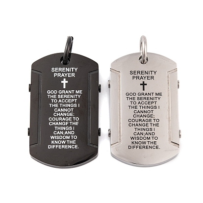 304 подвески из нержавеющей стали, с целью перехода в кольце, овал со словом «молитва о спокойствии» и крестом