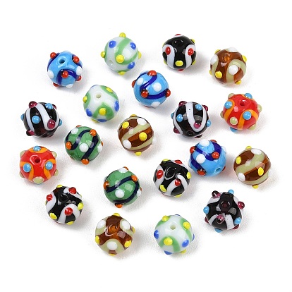 Бусины лэмпворк , неровная круглая с полосой