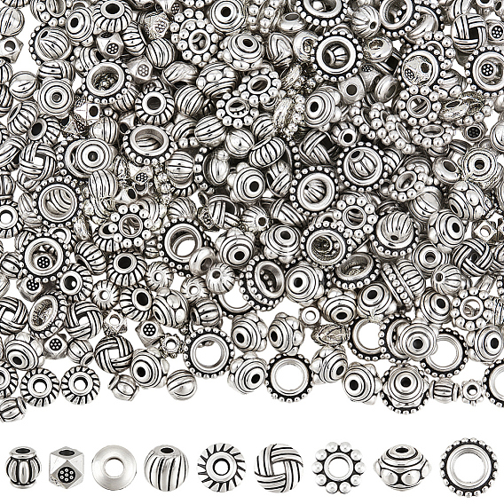 450 шт 9 стили разделительные бусины в тибетском стиле, разнообразные