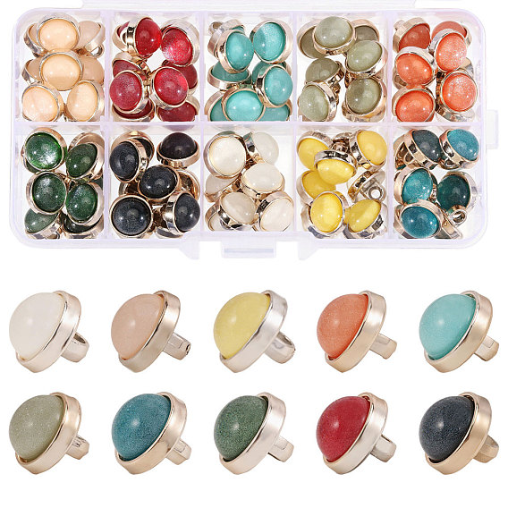 100 piezas 10 colores 1 botones de vástago de plástico ABS con orificios, semicírculo