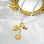 304 Stainless Steel Sacred Heart Sun Pendant White Glass Beaded Necklaces for Women