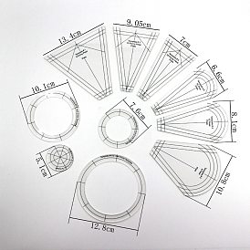 Conjunto de reglas de mosaico de plantilla de acrílico, herramienta de medida de bricolaje