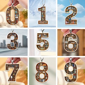 Акрил 0-9 подвесные украшения для книжной полки в форме цифр, для дома, автомобиля, сумки, подвесные украшения