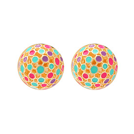 Metallic Hollow Round Statement Earrings for Women with Elegant Design and Colorful Charm