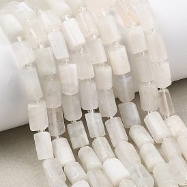 Бусины из натурального радужного лунного камня, граненые, колонка, с бисером