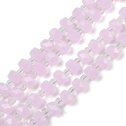 Стеклянные бусины, имитация нефрита , рондель, граненые