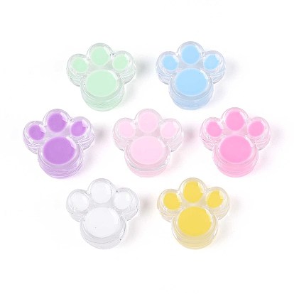 Прозрачные акриловые бусины, след кошки, с эмалью