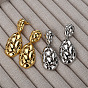 Retro Hollow Oval Drawbench Brass Dangle Stud Earrings for Women