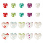 20Pcs 10 Colors Handmade Porcelain Beads, Pearlized, Heart