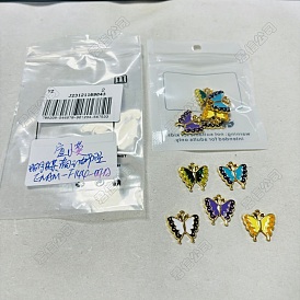 10Pcs 5 Colors Alloy Enamel Pendants, Cadmium Free & Nickel Free & Lead Free, Golden, Butterfly Charm