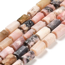 Rose naturel perles d'opale brins, avec des perles de rocaille, colonne facettes