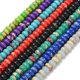 Синтетические имперские нитки из бисера яшмы, рондель, окрашенные