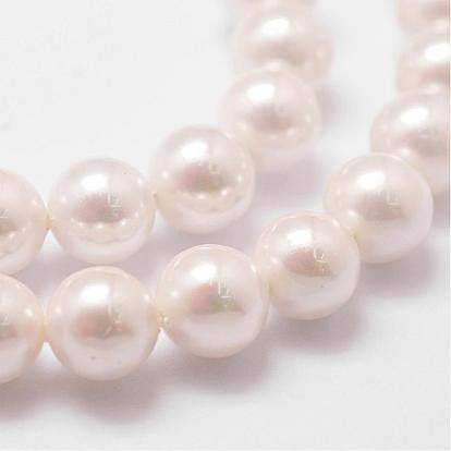 Rainbow Plated Shell Pearl Bead Strands, Grade A, Round