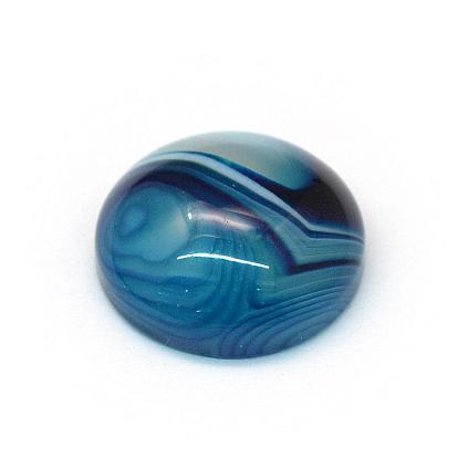Dyed Natural Striped Agate/Banded Agate Cabochons, Half Round/Dome, 16x6~7mm