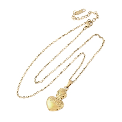 Огненный шип священное сердце иисуса 304 ожерелья с подвесками из нержавеющей стали, ионное покрытие (ip)