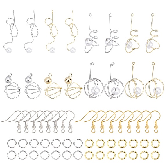 Wire Wrap Big Pendant Dangle Earring DIY Making Kit, Including Alloy Pendant, Brass Jump Ring & Earring Hook, Iron Jump Ring & Earring Hook