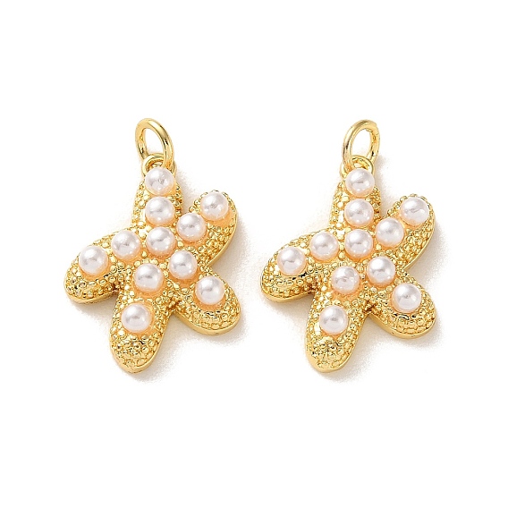 Латунные подвески из АБС-пластика с имитацией жемчуга, очарование морской звезды, стойки покрытие, без кадмия и без свинца, долговечный