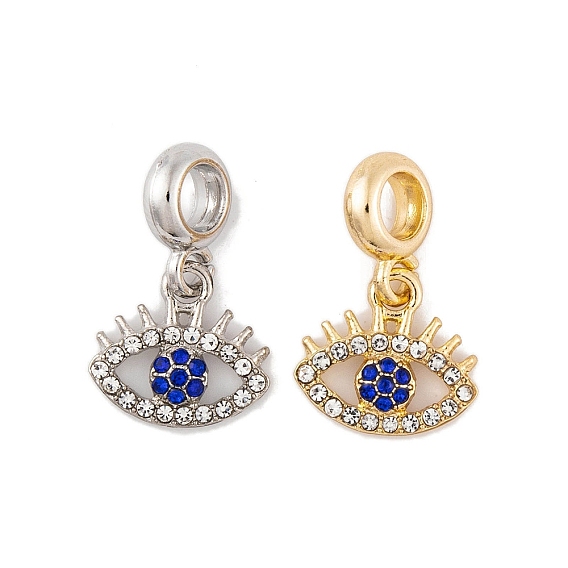 Стойки с покрытием из сплава с кристаллами и капри, синие стразы, европейские подвески с подвесками, подвески для глаз с большими отверстиями