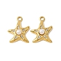 303 Colgantes de acero inoxidable, plástico ABS, perlas y cristales de imitación de diamantes, encantos de estrellas de mar, revestimiento de iones (ip)