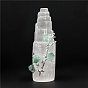 Natural Selenite Mountain Figurines, with Gemstone Flower Branch Reiki Energy Stone for Home Feng Shui Ornament