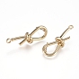 Brass Stud Earring Findings, with 316 Surgical Stainless Steel Pin and Loop, Knot
