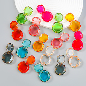 Fashion trend retro multi-layer octagonal resin earrings female geometric earrings earrings