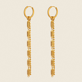 Современные серьги-кольца с цепочкой и кисточкой 304 серьги-кольца из нержавеющей стали