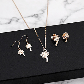 Sparkling Coconut Tree Rose Gold Jewelry Set for Fashionable Women