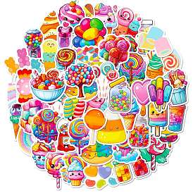 50Pcs Dessert Theme PP Candy Waterproof Sticker Labels, Self-adhesion, for Suitcase, Skateboard, Refrigerator, Helmet, Mobile Phone Shell