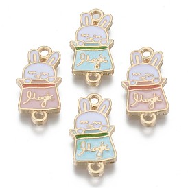Alloy Enamel Links Connectors, Cadmium Free & Lead Free, Rabbit, Light Gold
