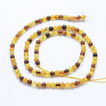 Natural Amber Beads Strands, Round