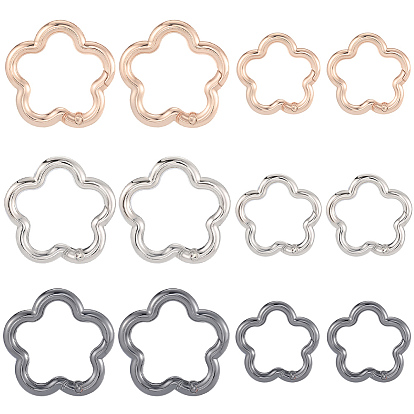 18шт 6 цвета сплава пружинные затворные кольца, цветок