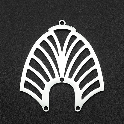 Placage ionique (ip) 201 liens de composants de lustre en acier inoxydable, Coupe au laser, avec boucle et 2 trou, forme fan