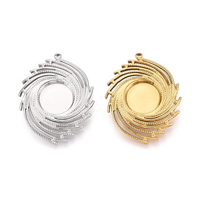 304 Настройки кабошон из нержавеющей стали кулон, ионное покрытие (ip), спиральный вихрь