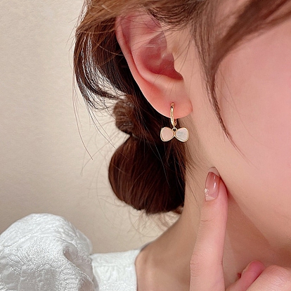 Resin & Alloy Dangle Earrings for Women, 925 Sterling Silver Pins, Bowknot
