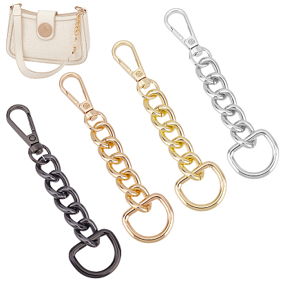 4 Stück 4 Farben Panzerkettenverlängerungen für Handtaschen, mit Drehverschluss und D-Ring