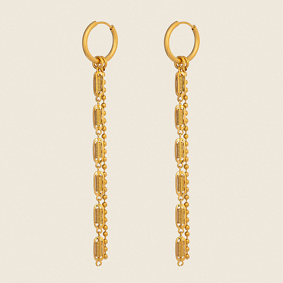 Современные серьги-кольца с цепочкой и кисточкой 304 серьги-кольца из нержавеющей стали