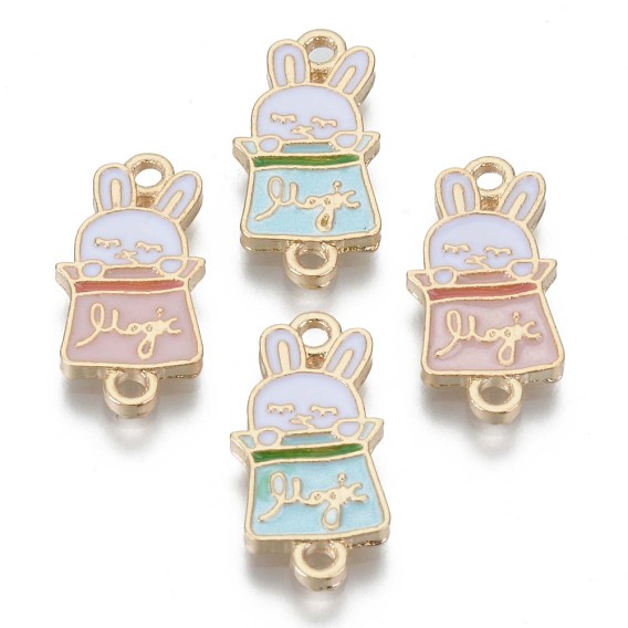 Alloy Enamel Links Connectors, Cadmium Free & Lead Free, Rabbit, Light Gold
