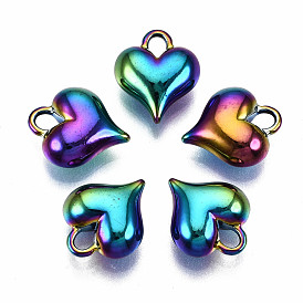 Rainbow Color Alloy Charms, Cadmium Free & Lead Free, Heart