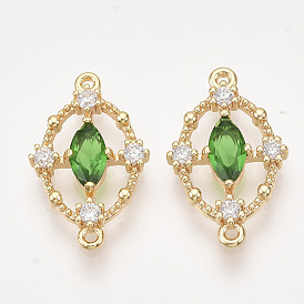 Коннекторы, латунь, кубический цирконий, реальный 18 k позолоченный, без никеля , овальные