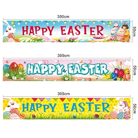 Easter Theme Polyester Banners, Rabbit & Egg Hanging Banners, for Party Home Decorations