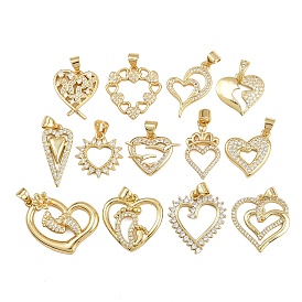 Латунные микро проложить кубического циркония подвески, сердце