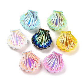 Iridescent Opaque Resin Cabochons, AB Color Shell Shape Cabochons
